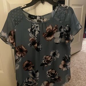 AGB Women's Floral Top - Blue and Pink